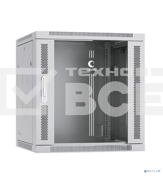 Шкаф телекоммуникационный настенный разобранный Cabeus SH-05F-12U60/45-R 19' 12U 600x450x635мм (ШхГхВ) дверь стекло, серый (RAL 7035)