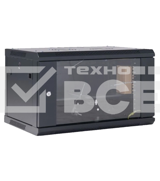 Шкаф коммутационный Rexant настенный 9U 400x542 мм пер. дв. стекл черный