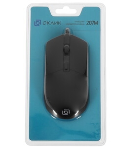 Мышь проводная Oklick 207M черный, 2400 dpi, USB, кнопки - 4