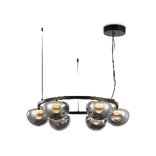 Подвесной светодиодный светильник Ambrella light LH12003/6 BK/GD/SM черный/золото/дымчатый 36W 3000K D760*175