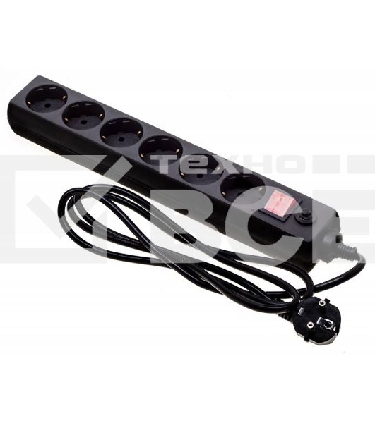 Сетевой фильтр Buro 600SH-16-1.8-B 1.8м (6 розеток) черный (коробка)
