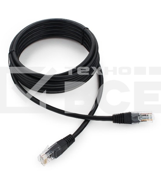 Патч-корд UTP Cablexpert PP12-3M/BK 5e, 3м, литой, многожильный (черный)