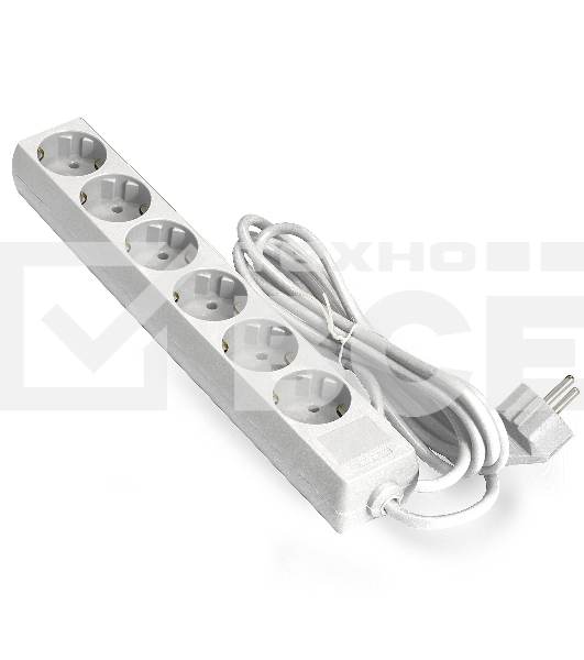 Удлинитель ExeGate ECE-6-1.8W (EX285830RUS), белый, 1,8 м, евровилка с заземлением, 6 евророзеток с заземлением, 2200 Вт