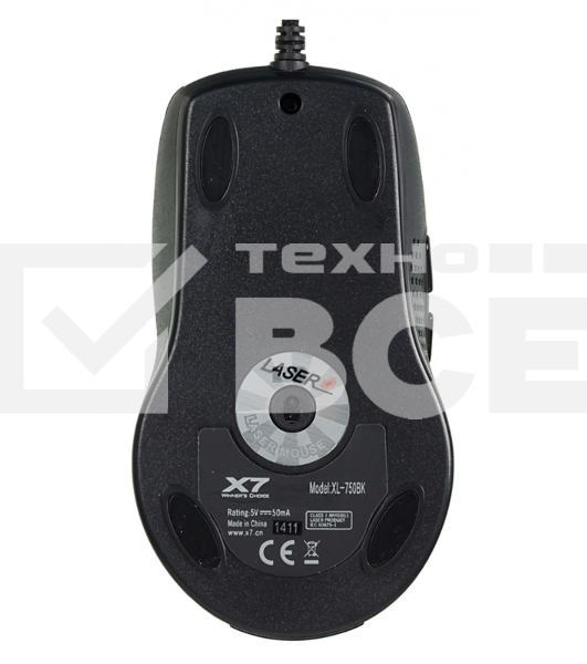 Мышь проводная A4Tech XL-750BK черный, 3600 dpi, USB, кнопки - 7