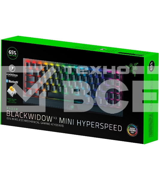 Клавиатура Razer BlackWidow V3 Mini HyperSpeed гибридная, USB Type-A, Bluetooth, радиоканал, чёрный