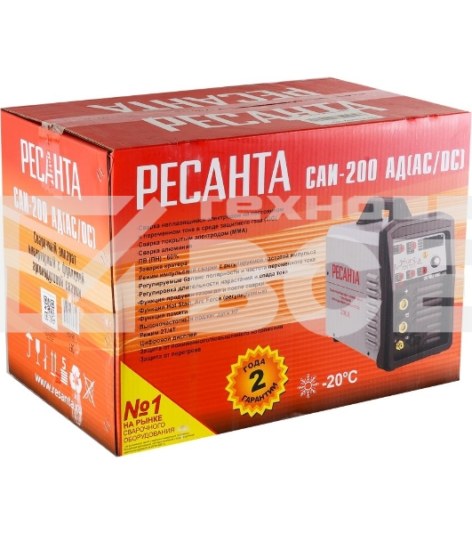 Сварочный аппарат Ресанта САИ-200АД (АС/DC) инвертор ММА DC/TIG