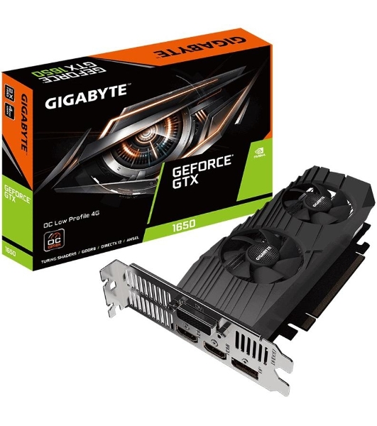 Видеокарта Gigabyte PCI-E GV-N1656D6-4GL NVIDIA GeForce GTX 1650 4096Mb 128 GDDR6 1590/12000 DVIx1 HDMIx2 DPx1 HDCP Ret low profile