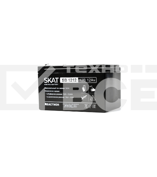 Аккумулятор SKAT SB 1212, 12В, 12Ач, максимальный ток заряда 3,6 А.