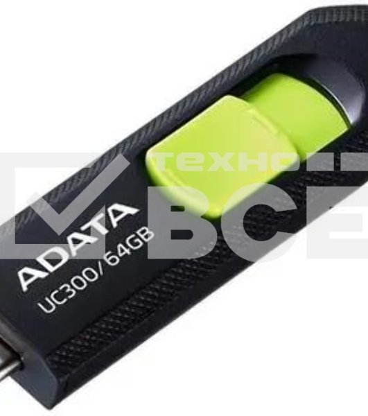 Флеш диск A-Data 64Gb Type-C UC300 ACHO-UC300-64G-RBK/GN USB3.2 черный/зеленый