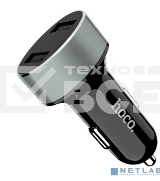 Авто ЗУ + LED дисплей/ HOCO HC-76605 Z26/ 2 USB/ Выход: 10.5W/ черный