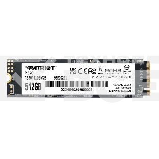 Накопитель SSD Patriot P320, 512GB, PCIe 3.0 x4, M.2 2280, NVMe, R/W 3000/2200
