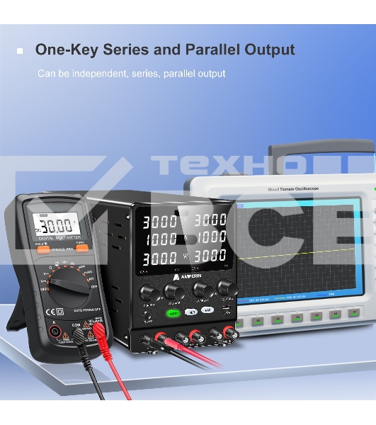 Лабораторный блок питания двухканальный Amperin AI-W3010x2C 30V, 10A, 0,6 кВт
