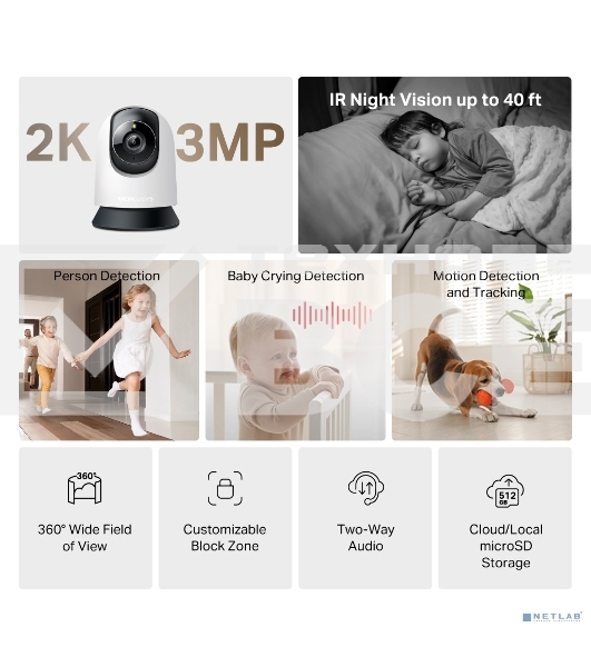 Камера видеонаблюдения умная поворотно-наклонная Mercusys MC210