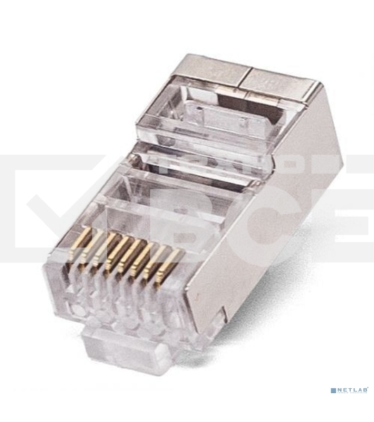 Коннектор RJ-45 Filum FL-NA-PLUG5E-6 5E кат., 8p8c, экран, 30 мкм, универсальный, для одножильного и многожильного кабеля, уп/100 шт