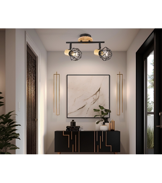 Светильник Ambrella light TR8752/2 BK/WD черный/дерево IP20 E27/2 310*115*200