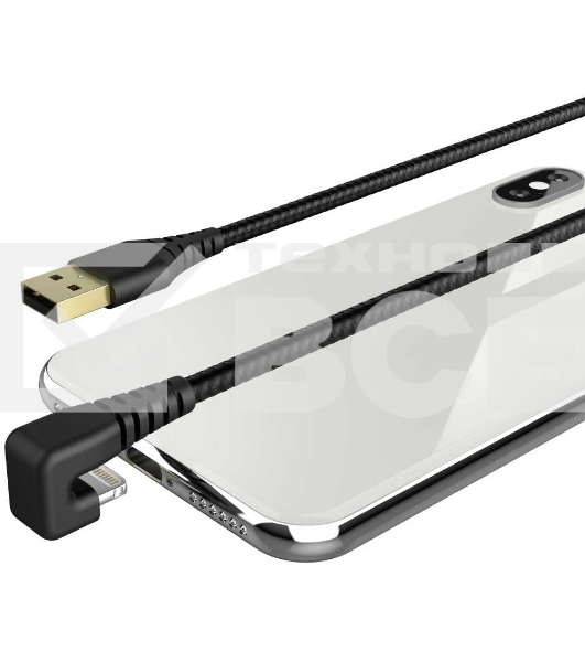 Кабель Hama 00187221 Lightning (m) угловой USB 2.0 (m) 1.5м черный