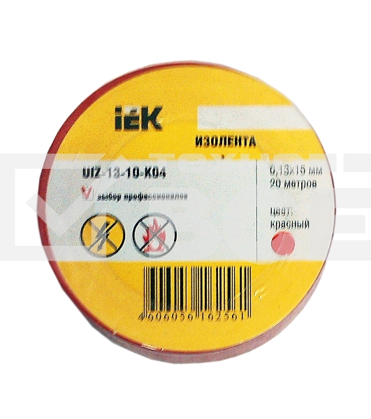 Изолента Iek UIZ-13-10-K04 0,13х15 мм красная 20 метров ИЭК