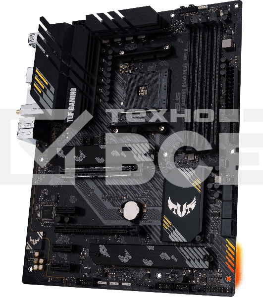 Материнская плата ASUS TUF GAMING B550-PLUS WIFI II, AM4, AMD B550, 4xDDR4, 6xSATA, 2xM.2, 1xPCI-E 3.0 x16, 1xPCI-E 4.0 x16, 3xPCI-E x1, 1xDP, 1xHDMI, 1x 2.5Gb LAN, 2xUSB-A 3.2 Gen 1, 1xUSB-A 3.2 Gen 2, 1xUSB-C 3.2 Gen 2, 3x3.5 мм, 7.1, ATX