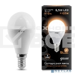 Лампа светодиодная Gauss 6.5Вт шар 3000К тепл. бел. E14 520лм 150-265В, фото10