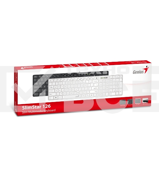 Клавиатура Genius SlimStar 126 wired keyboard white color (12 Multimedia Function Keys and 4 dedicated Hotkeys for Quick Commands, Ultra-Slim Keycaps)