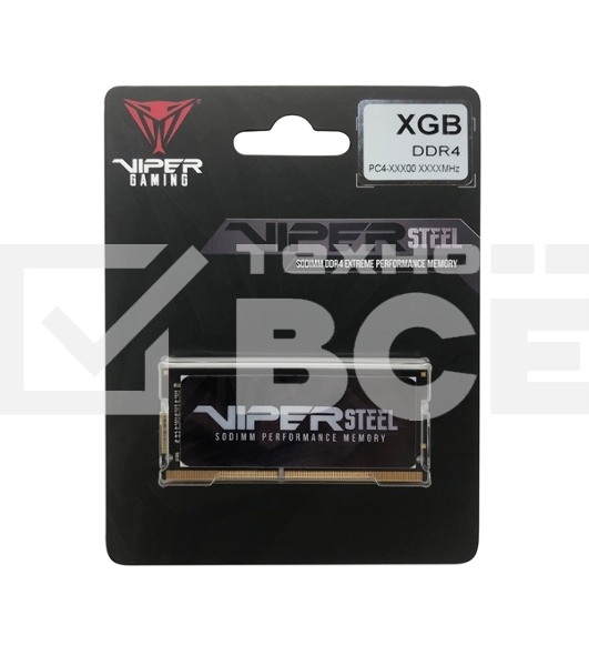 Оперативная память Patriot Steel Series, DDR4, 16GB (1x16 GB), 3200 MHz, CL22, радиатор, чёрный, SO-DIMM