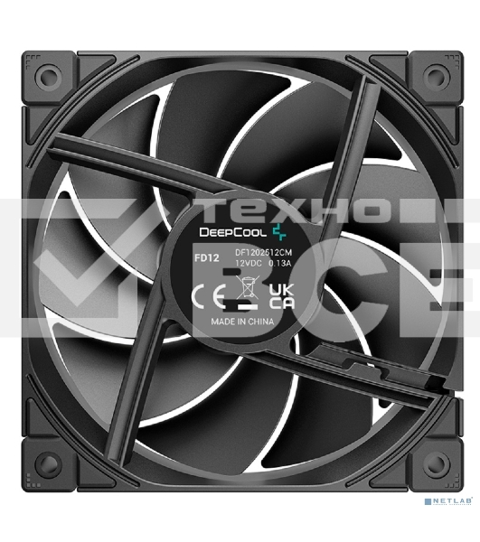 Вентилятор для корпуса DEEPCOOL FD12 черный, 120 мм, 2050 об/мин, 27.6 дБ, 4 pin