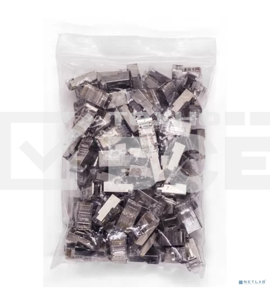 Коннектор RJ-45 Filum FL-NA-PLUG5E-6 5E кат., 8p8c, экран, 30 мкм, универсальный, для одножильного и многожильного кабеля, уп/100 шт