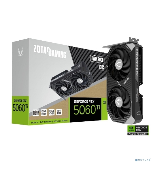 Видеокарта Zotac PCI-E 5.0 RTX 5060TI 16GB TWIN EDGE OC NVIDIA GeForce RTX 5060TI 16Gb 128bit GDDR7 2602/28000 HDMIx1 DPx3 HDCP Ret