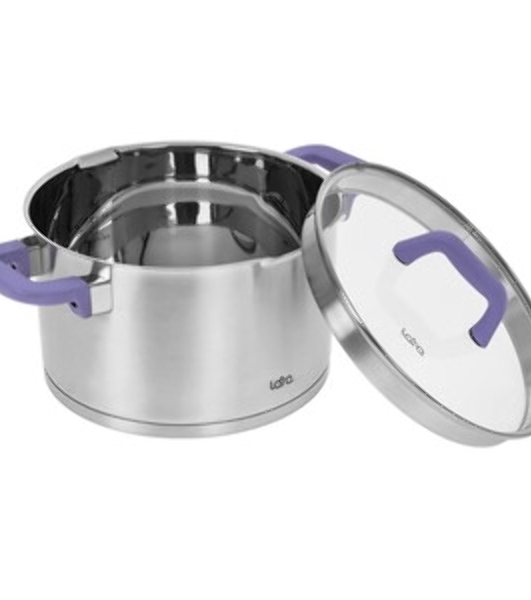 Кастрюля LARA LR02-255 Лаванда 6,4 л, 24 см, нержавеющая сталь, с крышкой