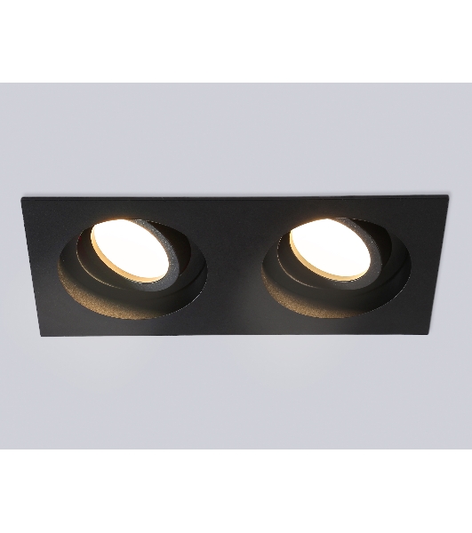 Встраиваемый поворотный точечный светильник Ambrella light TN102760/2 BK черный IP20 GU5.3/2 200*100*32
