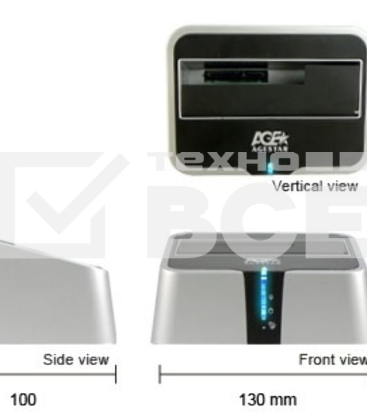 Док-станция для HDD AgeStar 3UBT2 SATA пластик серебристый 1