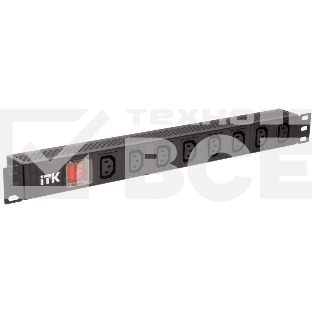 Блок розеток 8 мест PDU 19дюймов IEC320 C13 PH12-8C133 с LED выкл. алюм. профиль1U вход C14 без шнура ITK PH12-8C133