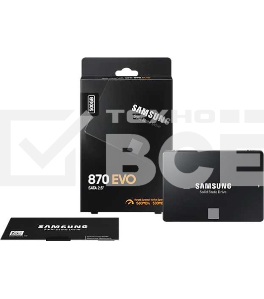Накопитель SSD Samsung 870 EVO, 500Gb, SATA III, 2.5
