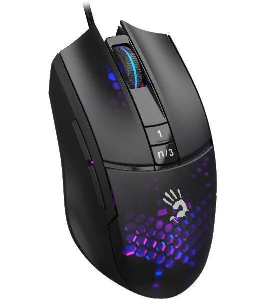 Мышь проводная A4Tech Bloody L65 Max черный/фиолетовый, 12000 dpi, USB, кнопки - 7