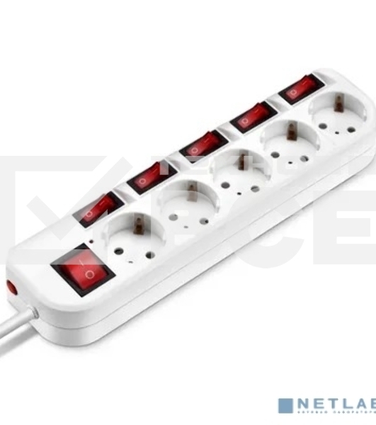 Сетевой фильтр Buro 500SH-5-SW-W 5м (5 розеток) белый (коробка)