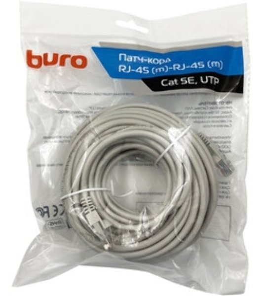 Патч-корд Buro UTP 4 пары cat.5e CCA molded 15м черный RJ-45 (m)-RJ-45 (m)