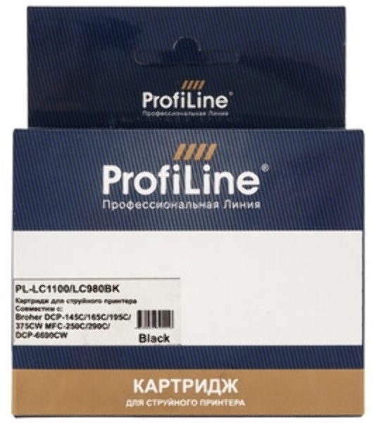 Картридж струйный для принтеров Brother PL-LC1100/LC980BK DCP -145C/165C/195С/375CW MFC-250C/290C/DCP-6690CW Black водн ProfiLine