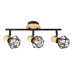 Светильник Ambrella light TR8753/3 BK/WD черный/дерево IP20 E27/3 435*115*200