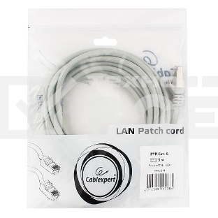 Патч-корд FTP Cablexpert кат.6, 3м, литой, многожильный (серый)