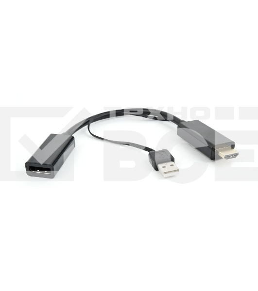 Конвертер HDMI->DisplayPort, Cablexpert DSC-HDMI-DP, HD19M+USBxHD20F, черный