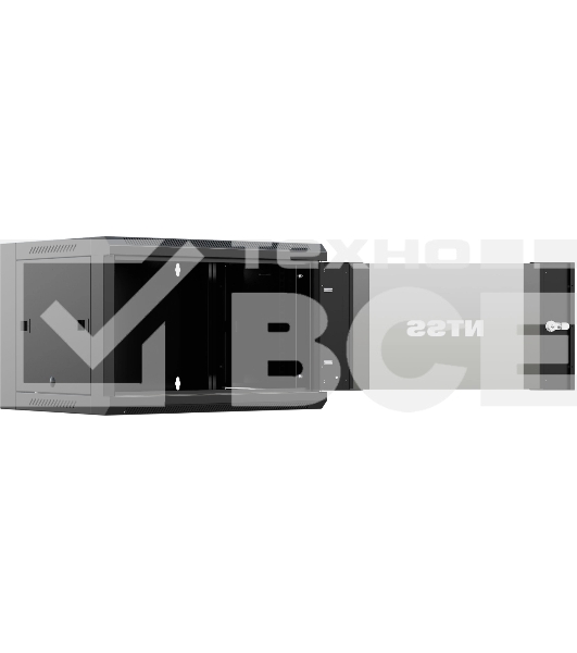 Шкаф коммутационный NTSS (NTSS-W6U6060GS-BL) настенный 6U 570x600мм пер.дв.стекл 60кг черный 19.5кг