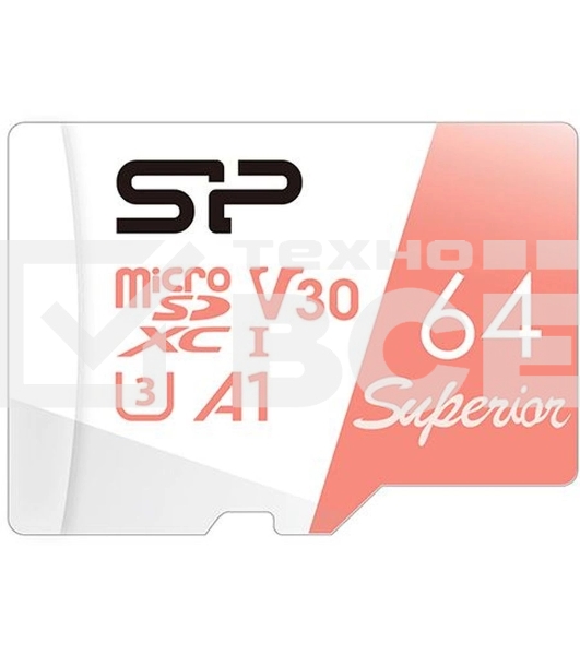 Флеш карта microSD 64GB Silicon Power Superior A1 microSDXC Class 10 UHS-I U3 100/80 Mb/s