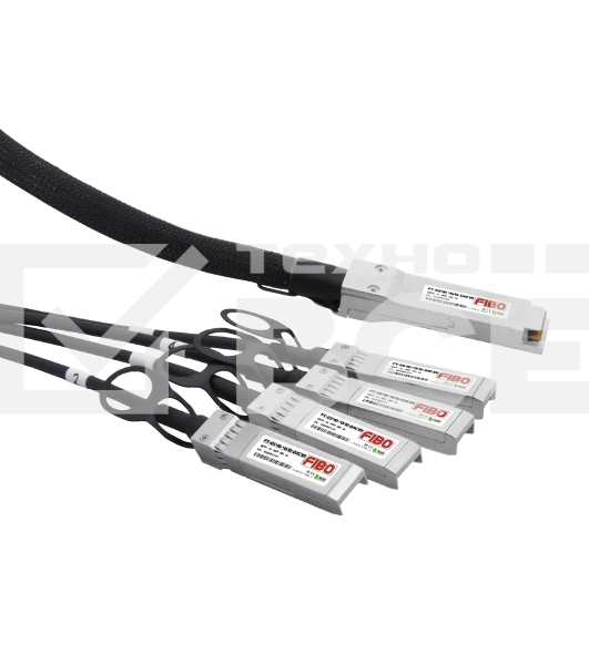 Кабель FIBO FT-Q40-4S10-DAC1m QSFP+ to 4SFP+ DAC модуль, медный кабель Belden, 1 метр