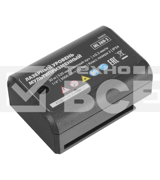 Лазерный уровень м-призм. MTX ML 360-3 Pro SET, 30 м, акк. Li 3000 мА·ч, состоит из 2 частей