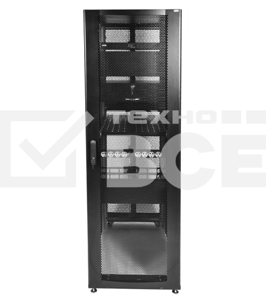 Шкаф серв.ПРОФ нап. 42U (600x1000) дверь перфор., задние двойные перфор., черный, в сборе (ШТК-СП-42.6.10-48АА-9005) (1 коробка)