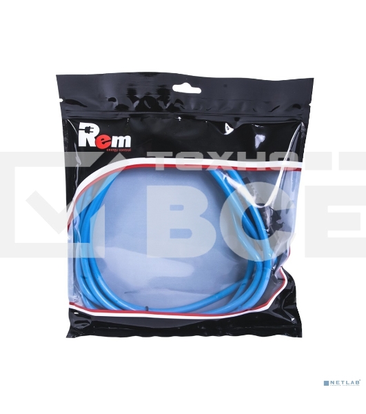 Шнур питания с фиксатором REM IEC 60320 C13/IEC 60320 C14, 10 А/250 В (3 * 1,0), 3 м, синий R-10-Cord-C13-C14-3-Blue