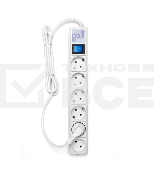 Сетевой фильтр Power Cube 1,9 м 6 розеток (белый) 16B/3,5кВт