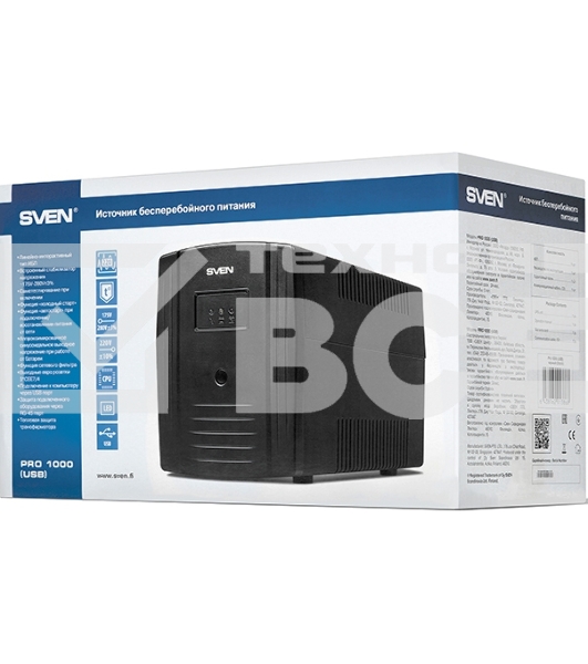 Источник бесперебойного питания SVEN Pro 1000 1000VA/720W USB, RJ-45 (3 EURO) 