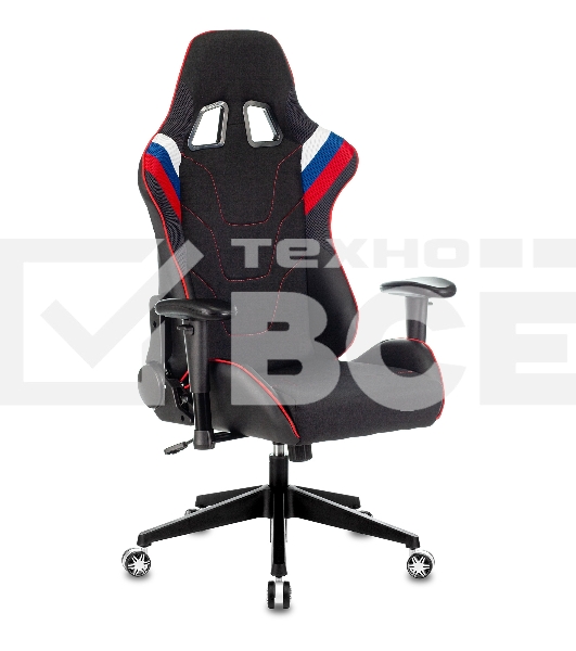 Кресло игровое Бюрократ VIKING 4 AERO RUS белый/синий/красный/черный, искусст. кожа/ткань, две подушки