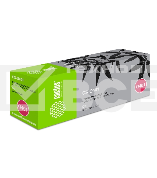 Картридж лазерный Cactus CS-O401 (44992403) черный (1500 стр.) для Oki B401/MB441/451